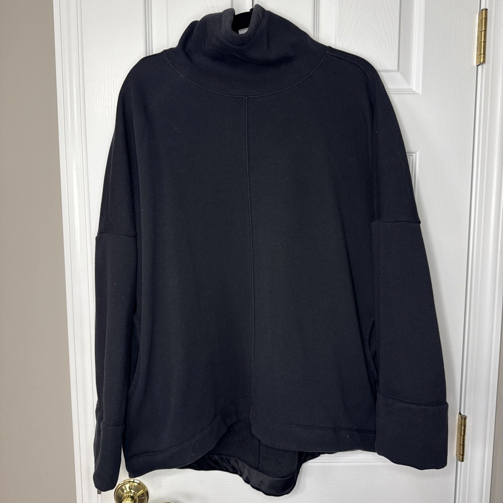 Athleta Mock Neck Pullover Black Size L | Fleece Sweatshirt